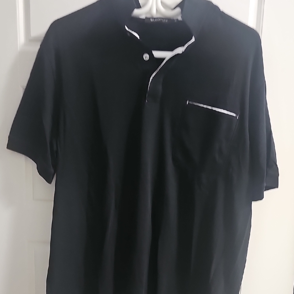 Bugatchi Black Polo Shirt with White Trim